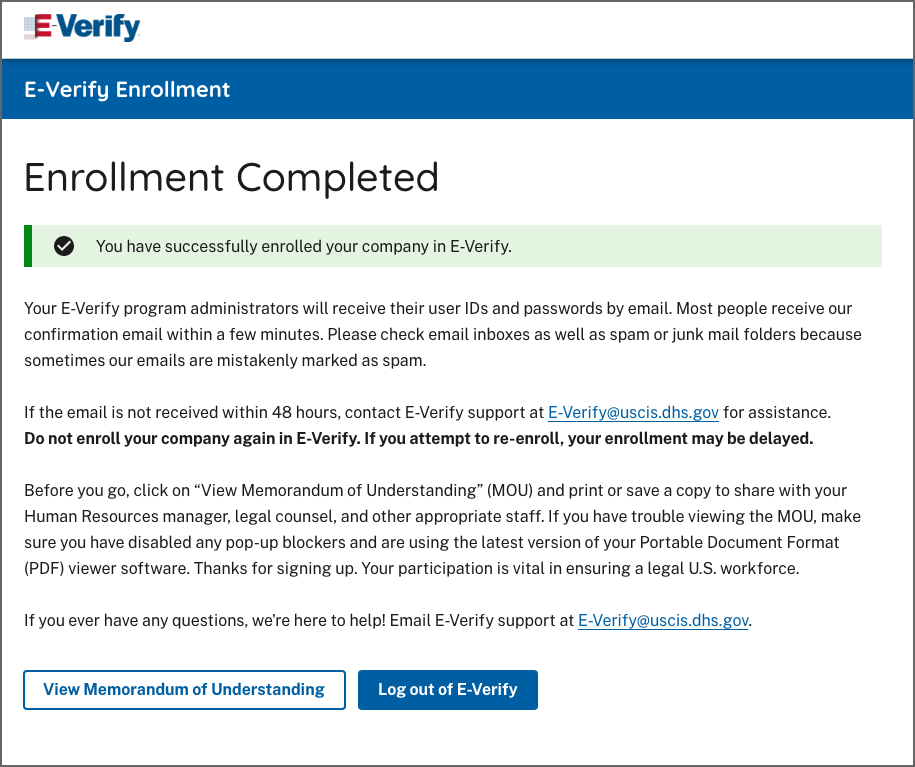 Quick Reference Guide for E-Verify Enrollment