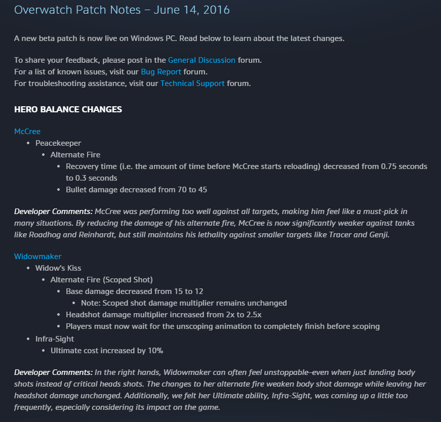 Overwatch Patch Notes